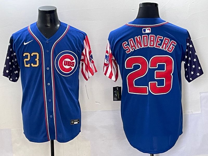 Men 2025 Chicago Cubs #23 Sandberg Blue a generation of national flags Joint Name Nike MLB Jersey style 4->chicago cubs->MLB Jersey